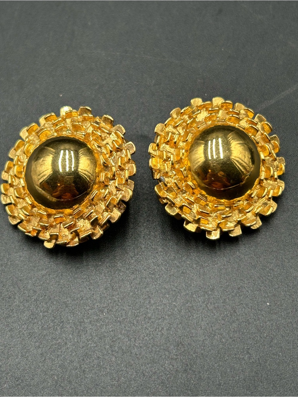 Premier Designs Gold-Tone Floral Dome Clip-On Earrings